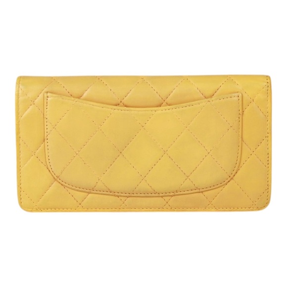 Chanel Matelasse Yellow Lambskin Long Wallet *AUTHENTIC* - Picture 2 of 15